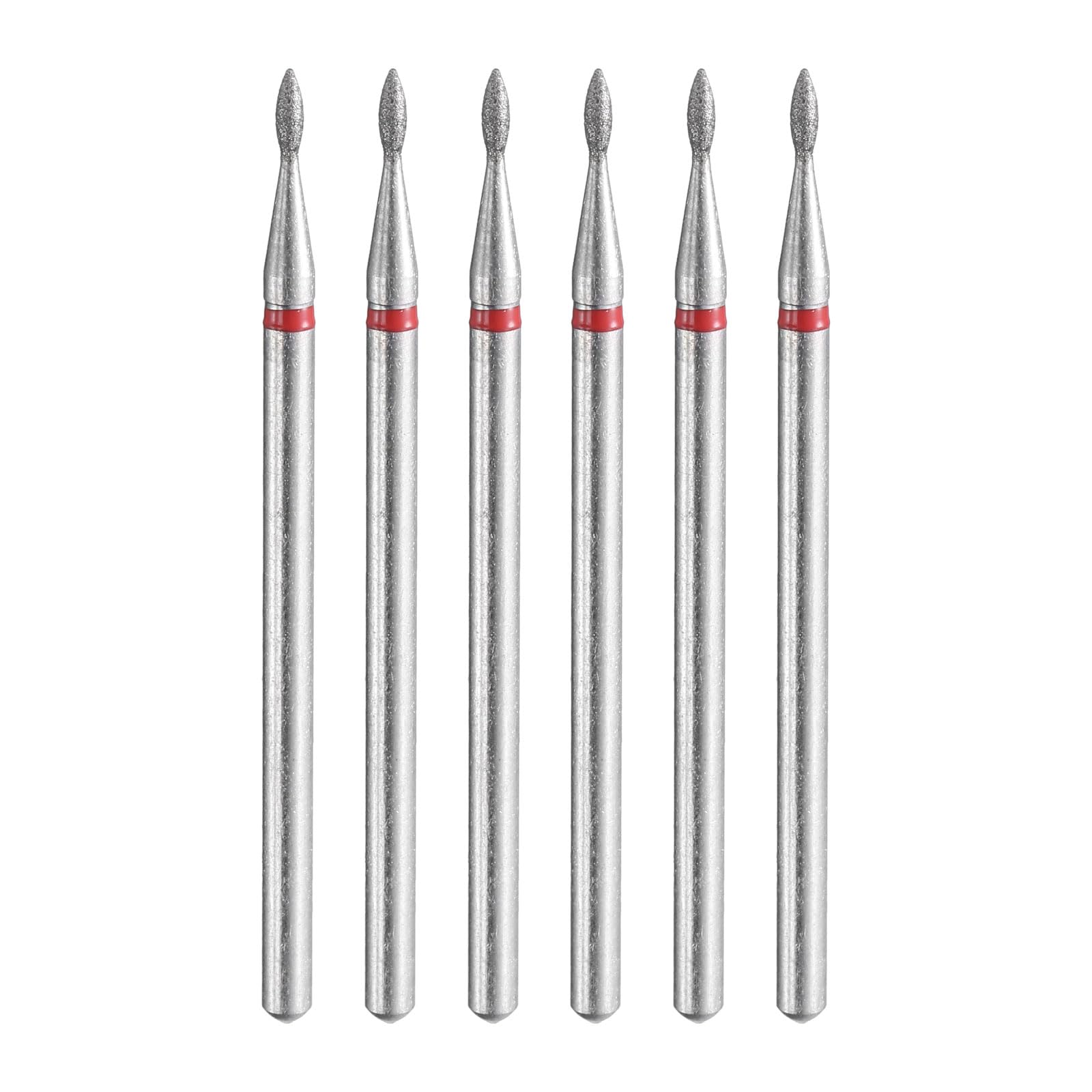 HARFINGTON 6pcs 200-230 Grits Diamond Grinding Bit 2.3mm Oval Head 2.35mm Shank 8mm Length Stone Sanding Drill Bits Rotary Tool for Ceramic Glass Nails Grinding Polishing