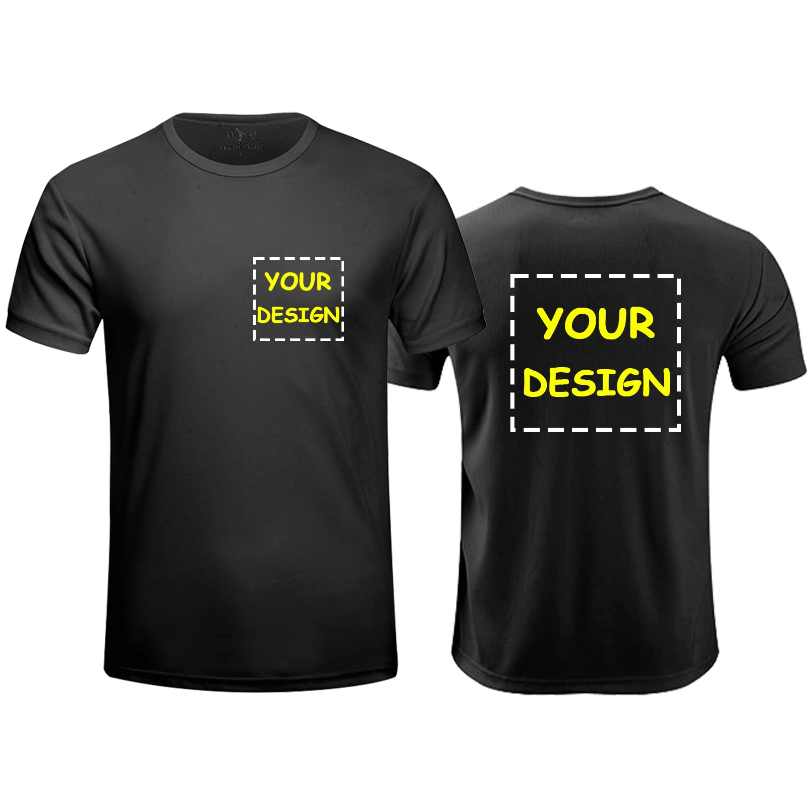 Custom Logo Safety Shirts Quick-Dry Personalized Work Shirts Athletic Running Activewear Unique Print Shirts?Black,XL?