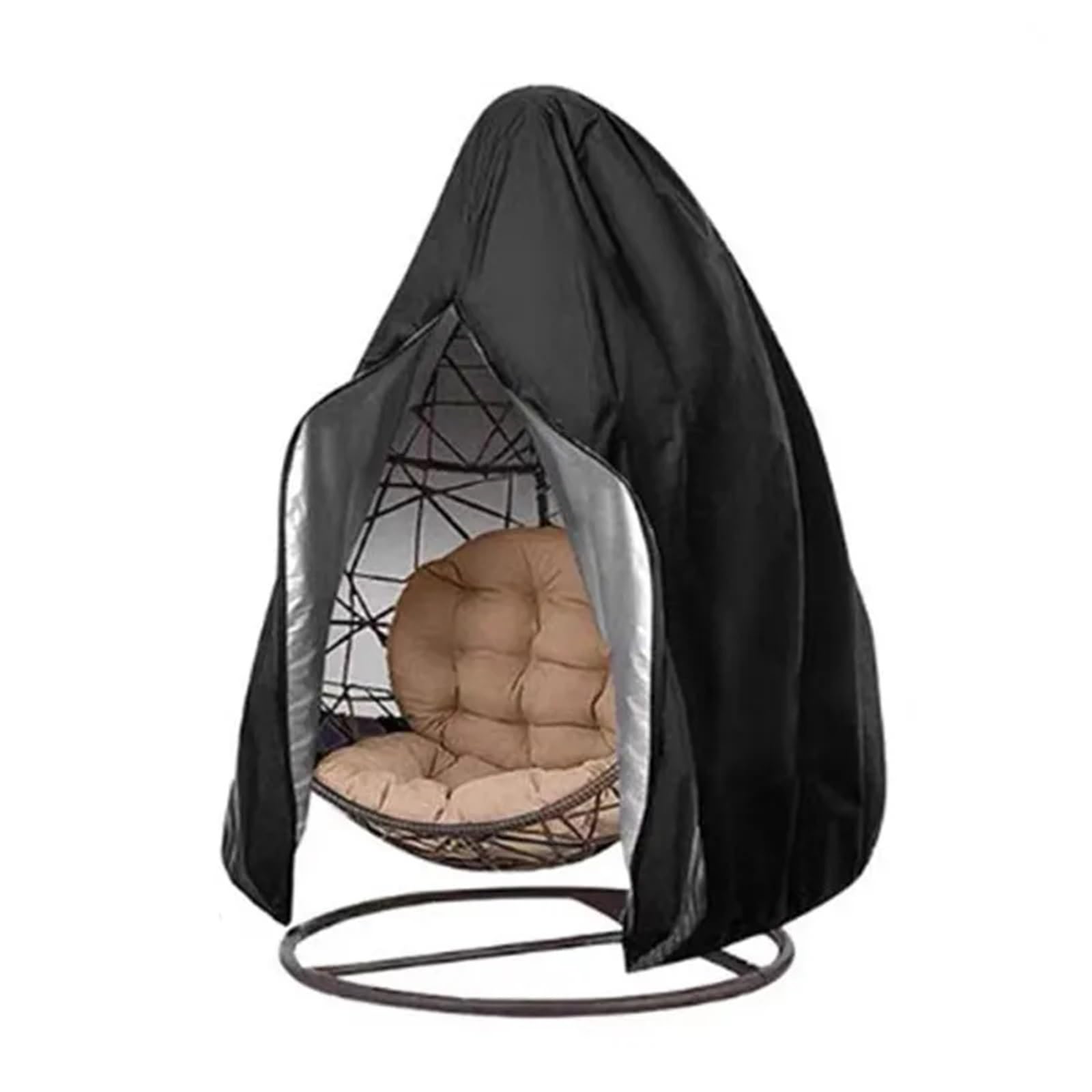 Gcyeidma Black Egg Chair Cover Egg Shaped Hanging Chair Cover Waterproof Swing Covers(,210D 230X200cm)