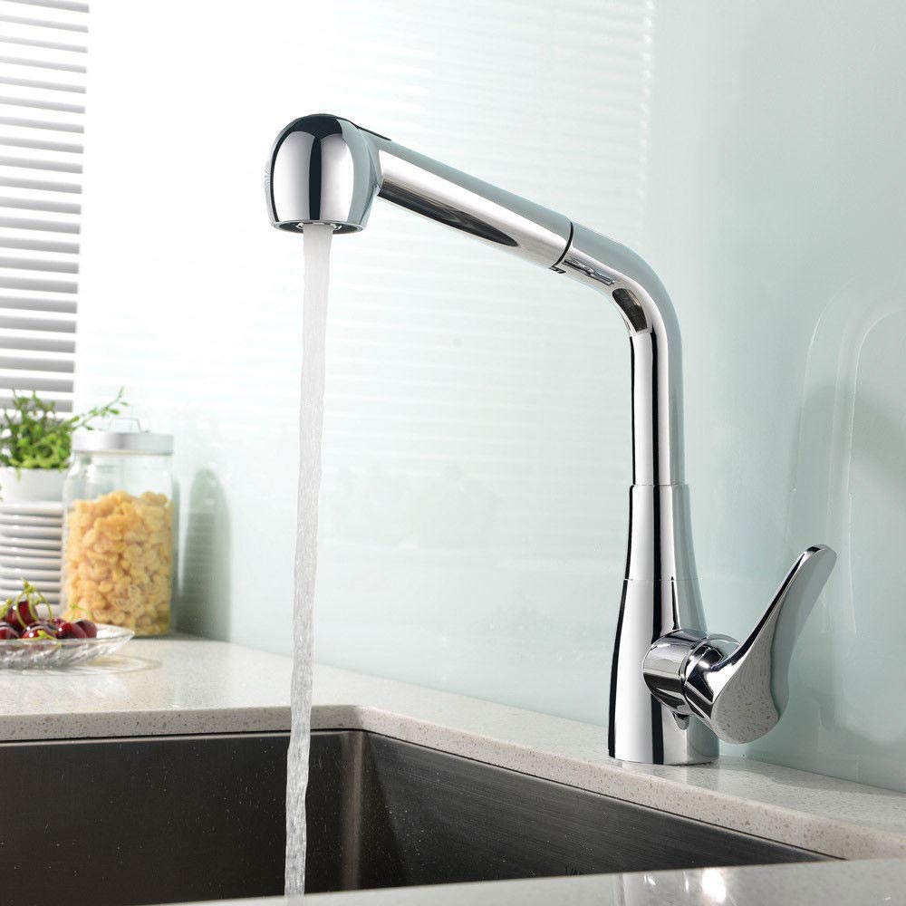 Faucet Faucet All Copper Faucet Modern Brass Single Handle Kitchen Sink Faucet with Pull Out Sprayer Mixer Tap Single Hole Deck Mounted زواج