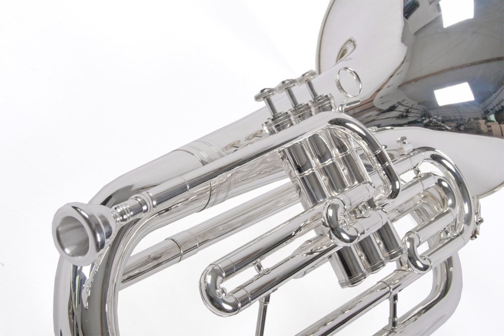 Marching Bariton in B, Basstrompete, versilbert, Edelstahl Ventile