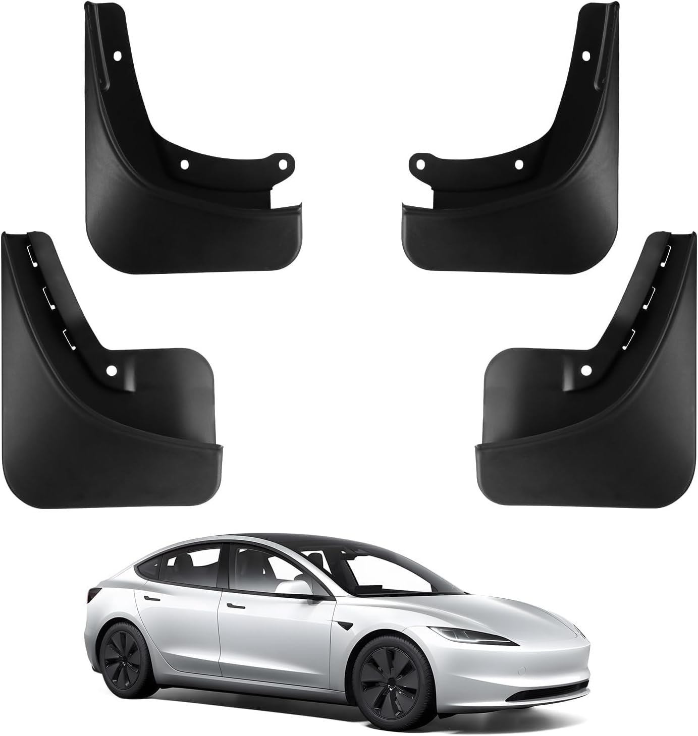 BASENOR 2024 2025 Tesla Model 3 Fender Winter Sediment Protection Front and Rear Splash Guard Car Protector Model 3 Highland Accessories (Set of 4)
