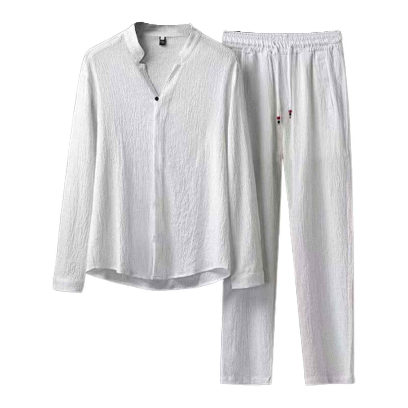 Bukknye Men's White Short Pyjama Set Nightwear Pyjama Top & Bottom Sleepwear Loungewear Pjs Set() Xxl