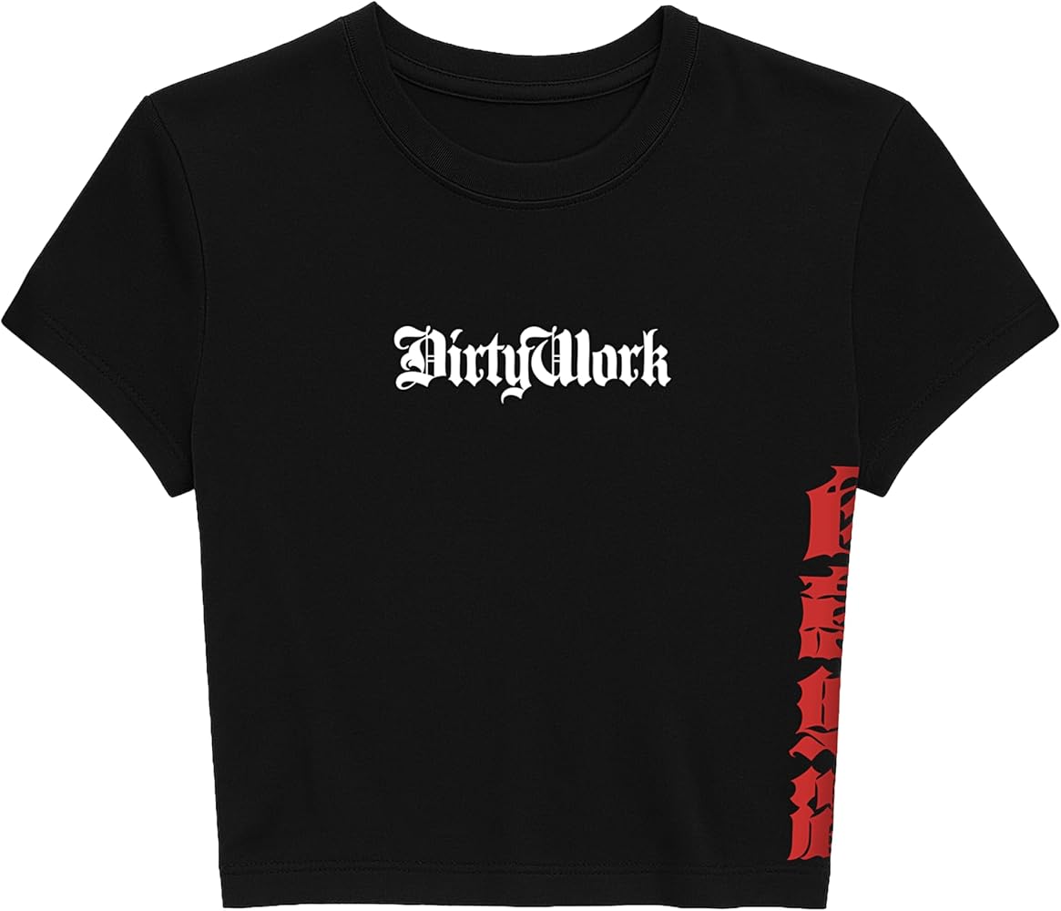 Aespa Official Licensed Merch Dirty Work Crop T-Shirt Black at