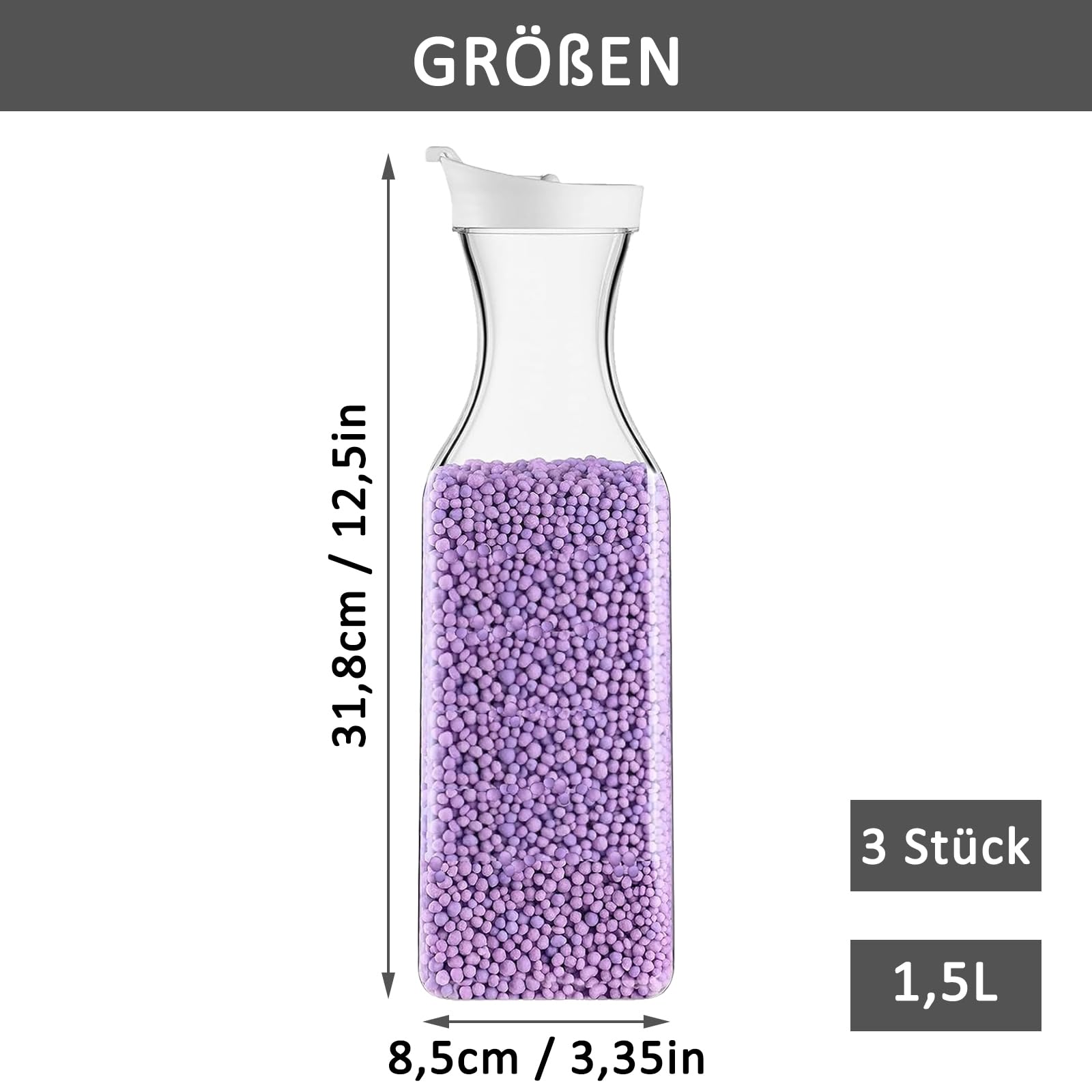 Pudełko do przechowywania środków piorących, 3 sztuki środków piorących, pojemnik na proszek do prania 1,5 l, do stosowania w detergentach, płynnych środkach piorących i perełkach zapachowych