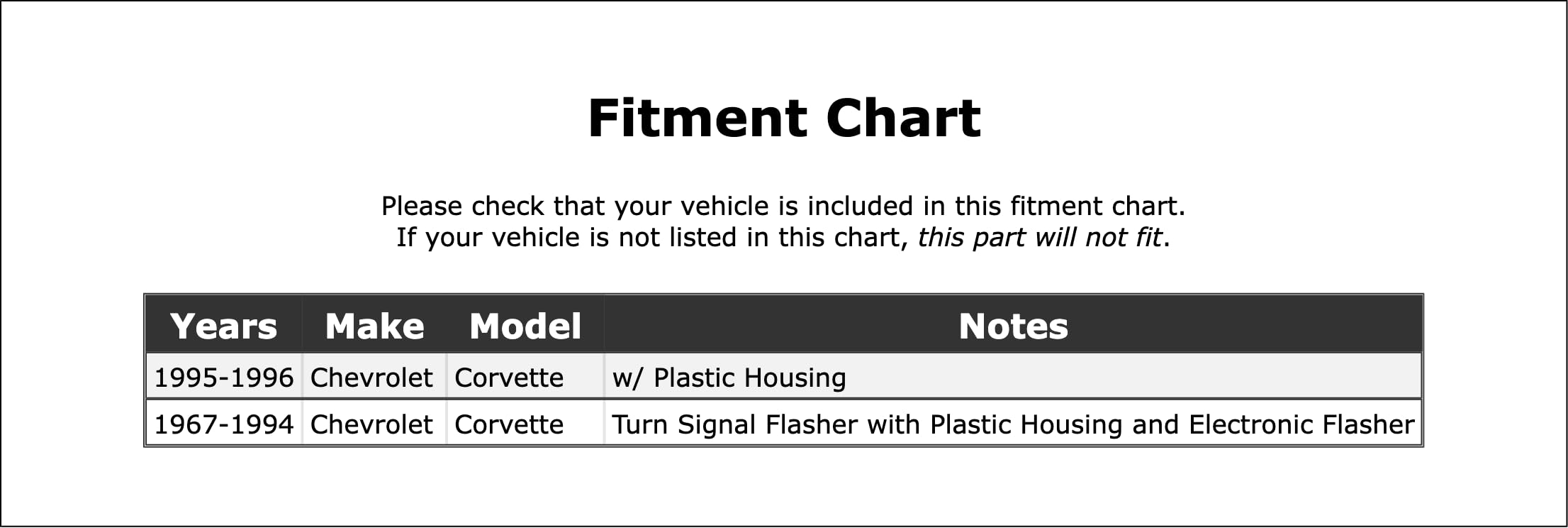 Turn Signal Flasher Compatible With Chevrolet Corvette 1996 1995 1994 1993 1992 1991 1990 1989 1988 1987 1986 1985 1984 1983 1982 1981 1980 1979 1978 1977 1976 1975 1974 1973 1972 1971 1970 P-2132696