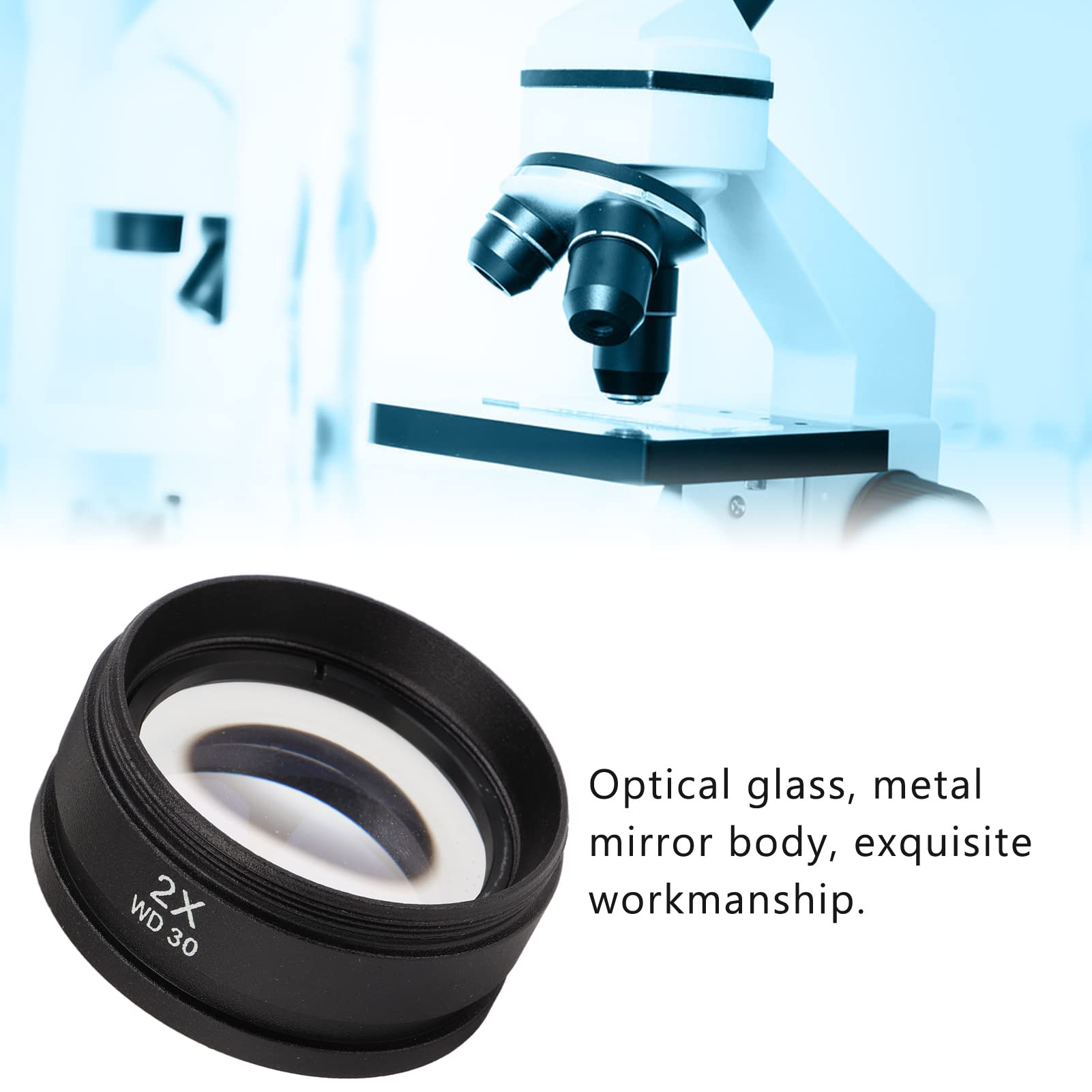 Tyenaza Mikroskopobjektiv, 1,5/2-fach Hilfsobjektiv-Barlow-Linse für Zoom-Stereomikroskop mit Gewinde 48 mm für Trinokularmikroskop(2X)