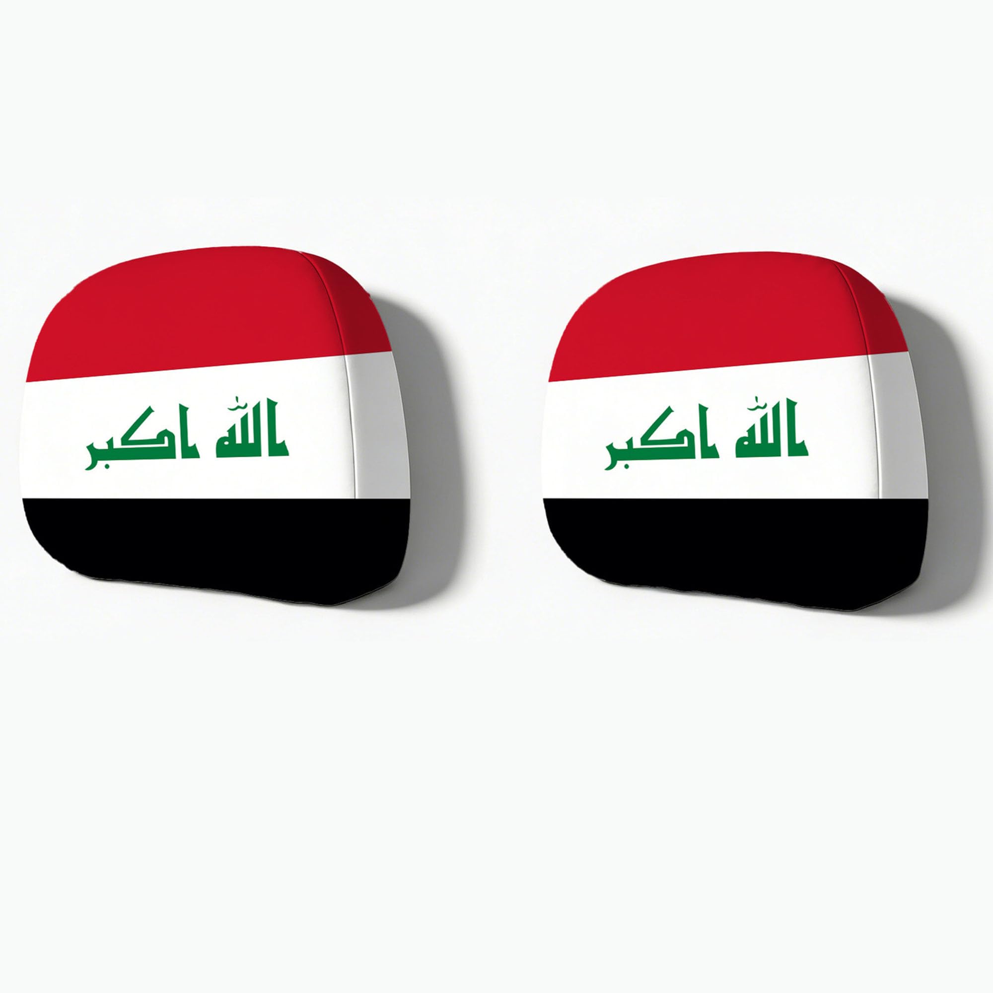 Yazvnto Normal Football Fan Car Headrest Cover Set For Iraq National Flag Design, Universal Auto Seat Headrest Protector Headrest Sle