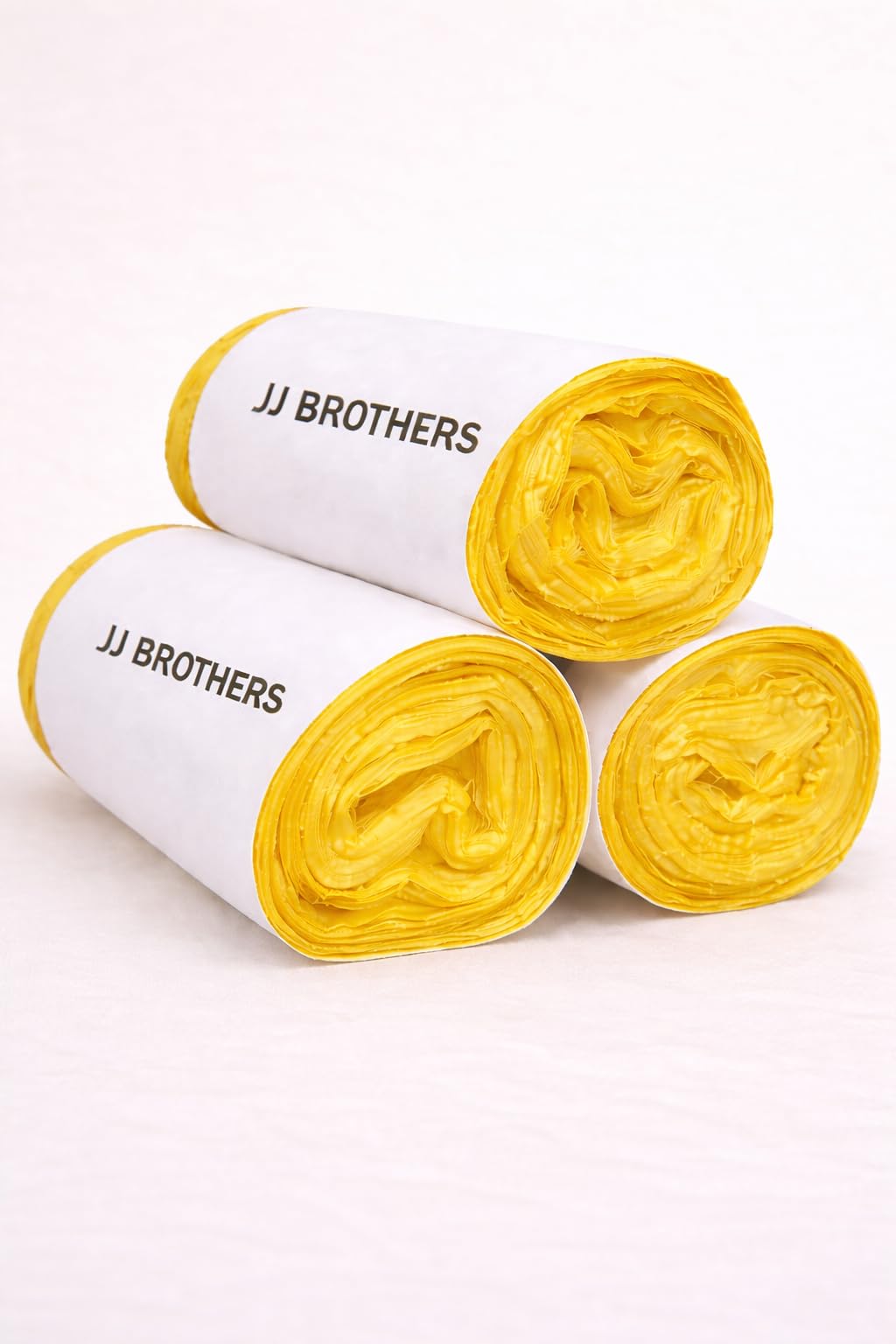 jj brothers medium size garbage bags for kitchen, home & office use | 19 x 21 inch (48 x 53 cm) | recycled dustbin bags for dry & wet waste | pack of 120bags(4 rolls) (yellow)