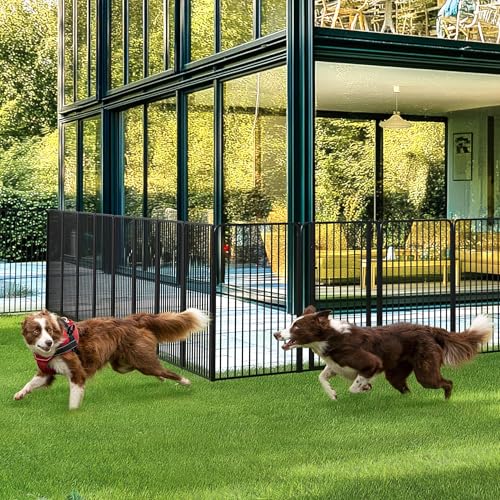 Yaheetech Welpenauslauf 12-teilig 100cm hoch, Welpenlaufstall mit integriertem Schloss, Geräuscharme Rohre, Bodenschoner, 8 mm Verstärkte Metalldrähte, Hundelaufstall für Wohnung & Garten