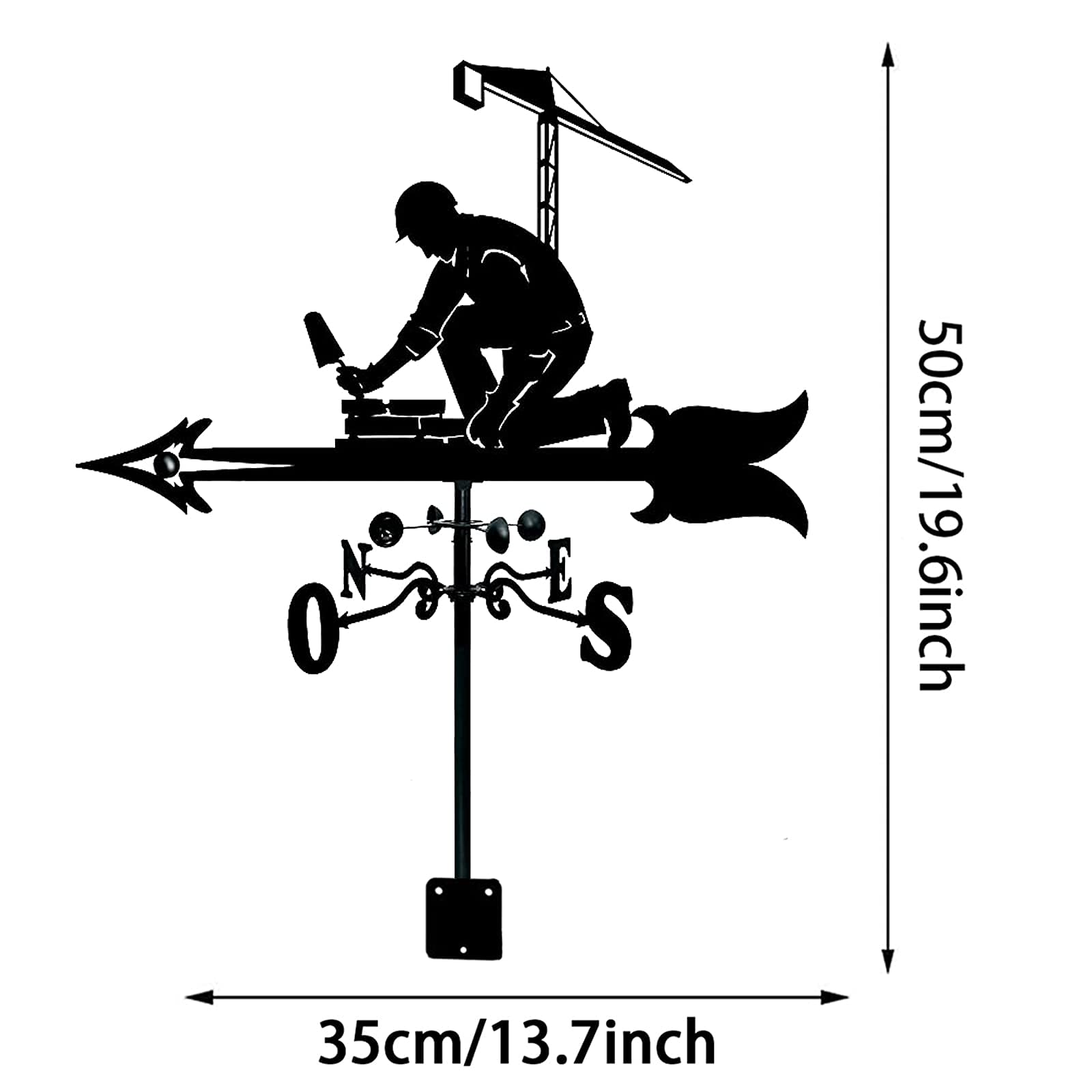 Creativo Muratore Sculture Weathervane Strumento di misurazione Banderuola Indicatore di direzione della banderuola in Acciaio Inossidabile per l'ornamento del Cortile del Patio del Giardino