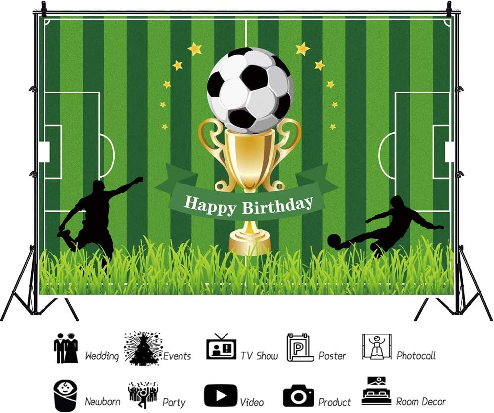 Haoyiyi 8x6フィート サッカー ハッピーバースデー 背景 フットボール フィールド スコア ゴール スポーツ チャンピオン