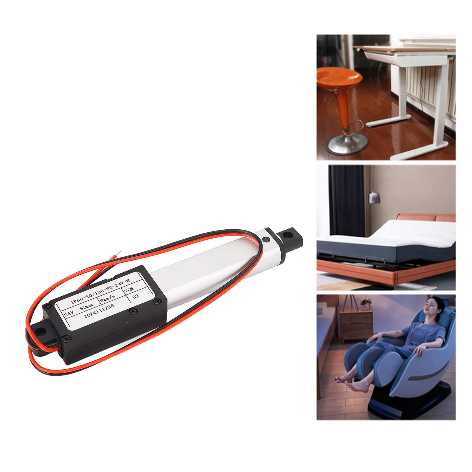 Mini Actuador Lineal Eléctrico 24 V CC 50 mm 70 N Empuje para Abridores de Ventanas