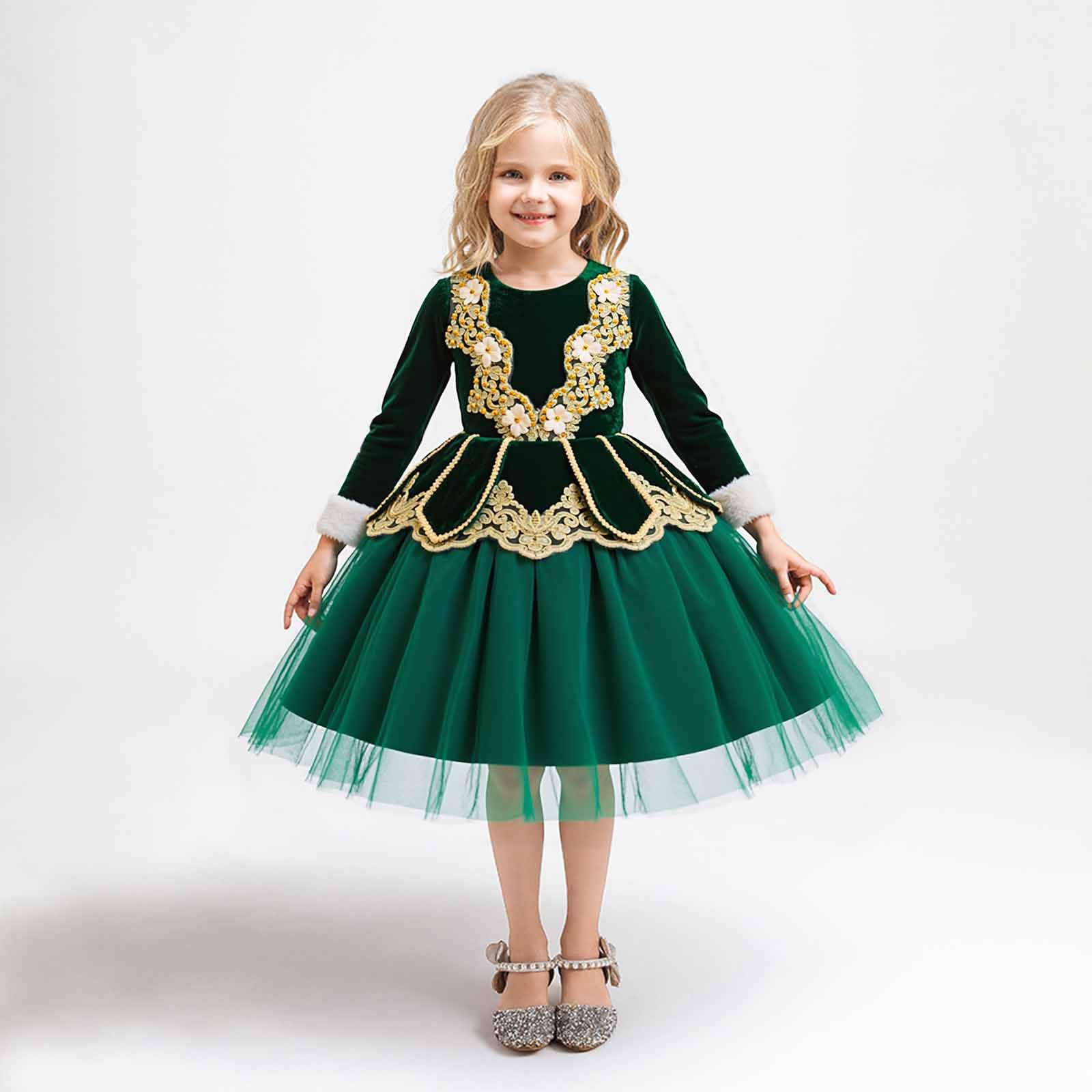 Tutu Ballet Niña Tutu Niña Falda Todas Las Estaciones Vestido Navideño Bordado De Manga Larga, Elegante para Galas, Concursos Y Celebraciones Formales En Invierno