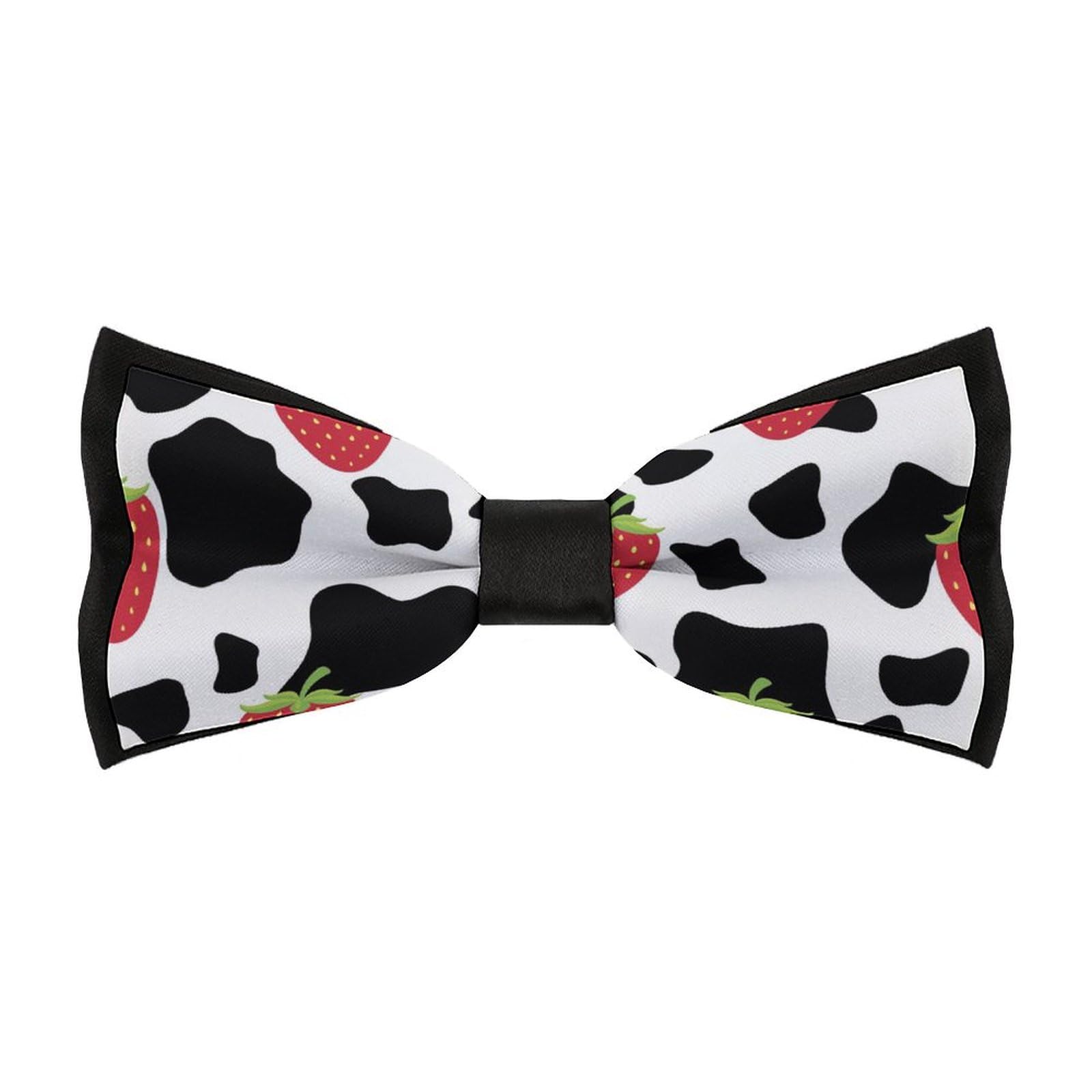 JYYAU Strawberry Cow Bow Tie Adjustable Necktie For Men Business Fashion Pre-tied Tie Neckwear Novelty Accessory For Weddings Party Festival