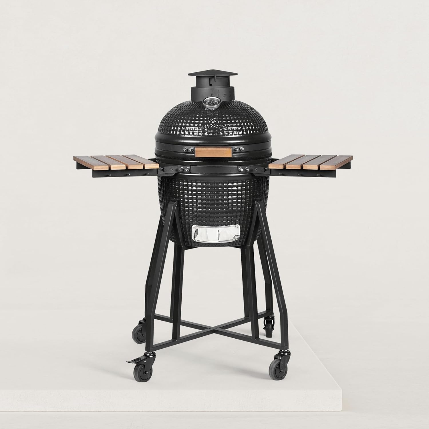 Kamado Forest-Grill M 16" Modelo Mediano: fácil de mover (41 x 59 cm) Incluye: 2 bandejas de madera abatibles Diámetro de la parrilla: 34 cm