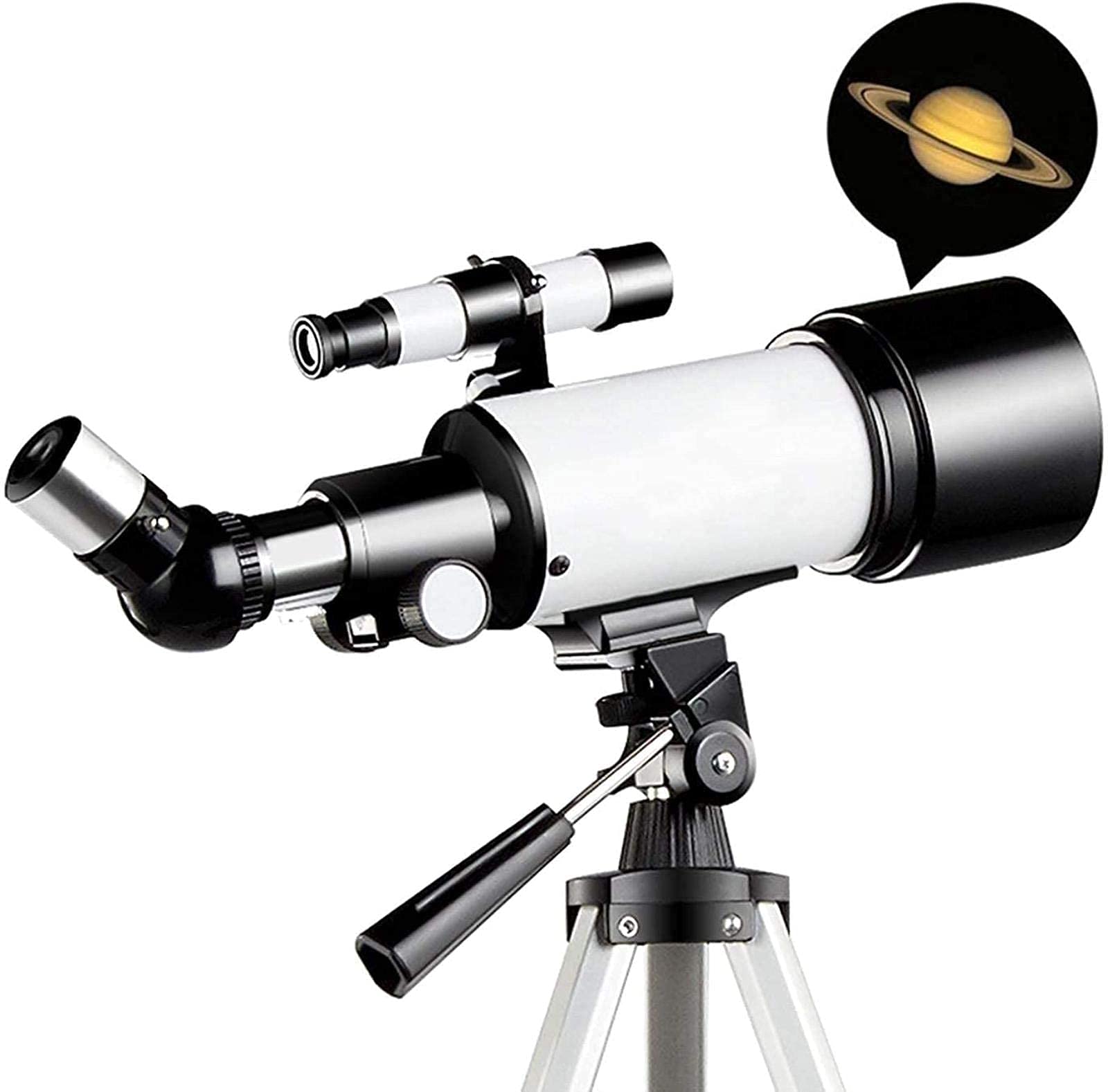 Télescope Ultra HD pour débutants 10 000 Fois HD - Ouverture de 70 mm Monture de 400 mm Réfracteur d'astronomie avec Adaptateur de téléphone Trépied réglable Double Le Confort