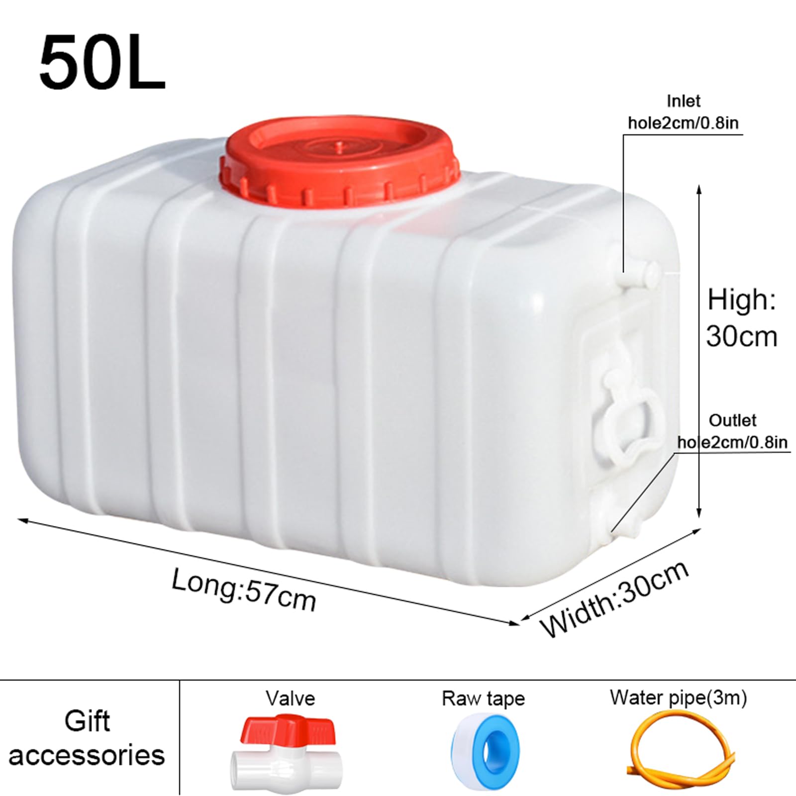 Bidon Agua con Grifo Tanque Agua Cubo de Agua Senderismo Camping Picnic Travel BBQ Bidon Recipiente de Almacenamiento de Agua Horizontal de Plástico Grueso (50/L)