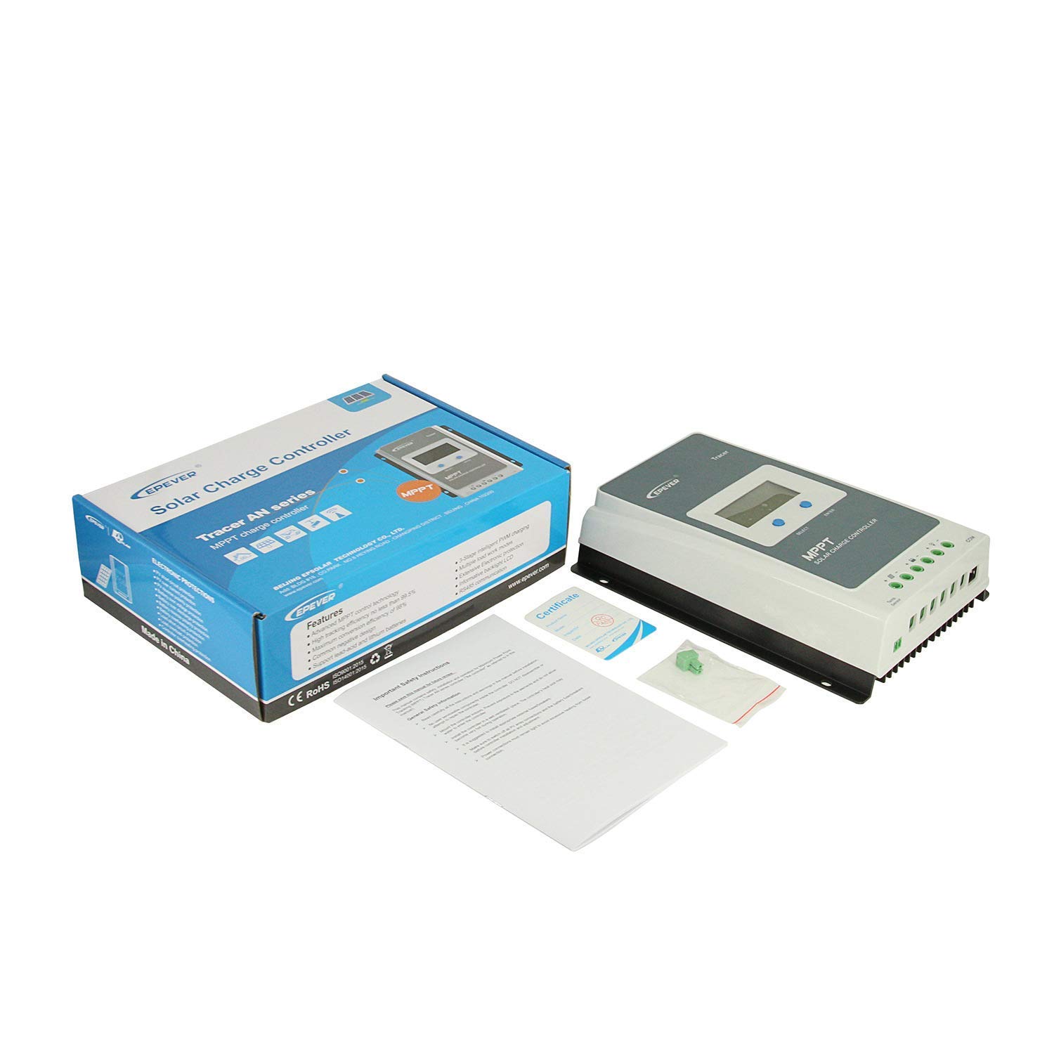 Contrôleur de charge solaire EPEVER MPPT Tracer A Series 10A/20A/30A/40A avec 12V/24V DC Identification automatique de la tension du système(20A)