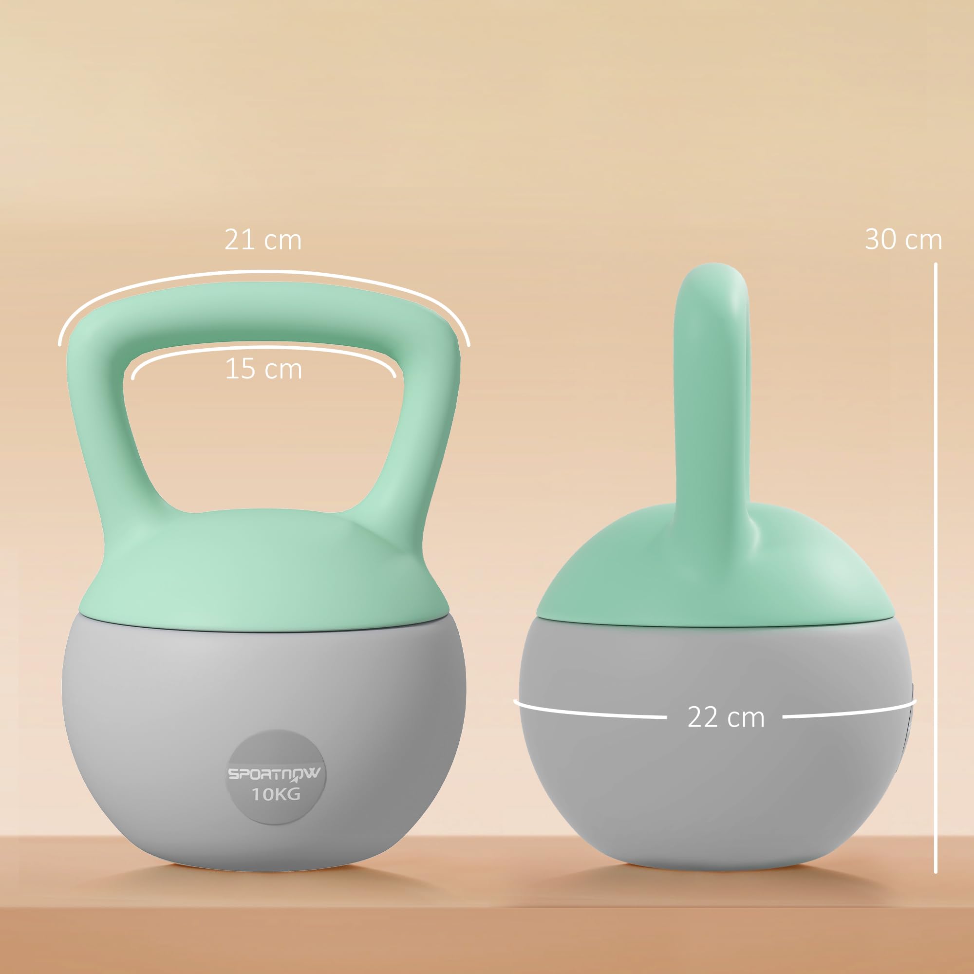 SPORTNOW 8kg Kettlebell Morbida con Manico Antiscivolo, Verde e Grigio | Kettlebell, Sollevamento Pesi, Allenamento della Forza
