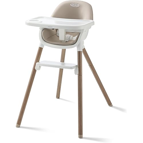Graco Ready2Dine 4-in-1 Highchair, Portable High Chair with 4 Growing Stages, Foldable Baby High Chair, Toddler Feeding Seat, Youth Stool, and Big Kid Seat, Linden