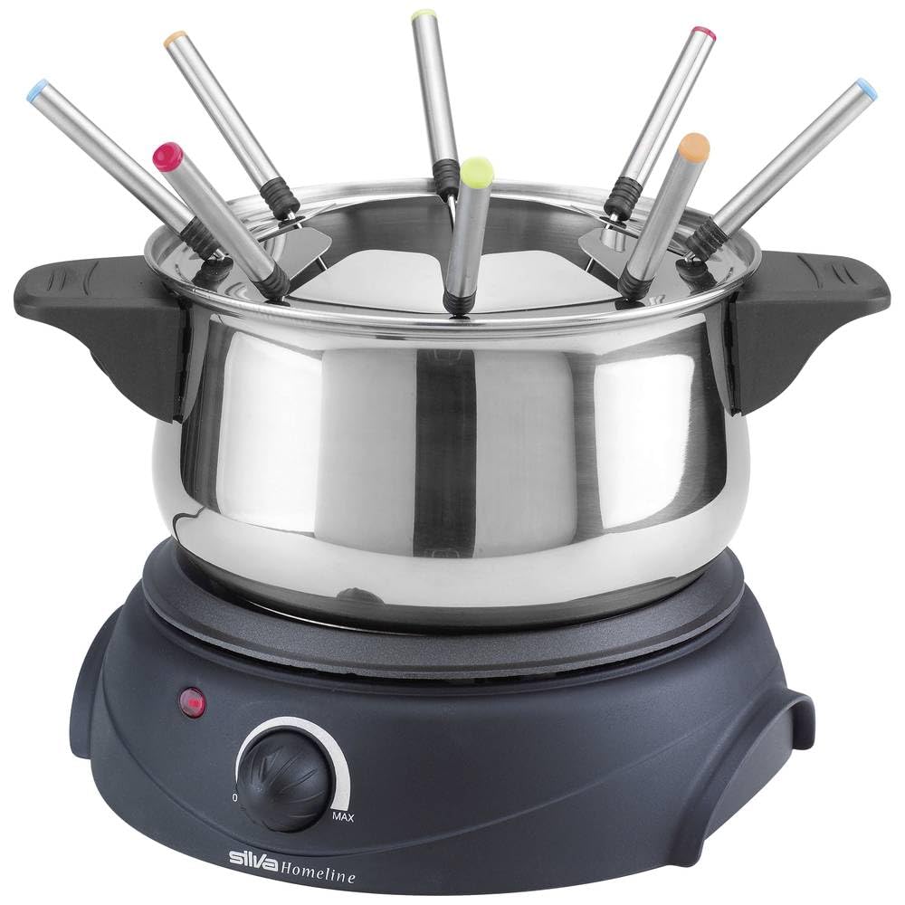 Silva-Homeline 426023 PK-F 100 Fondue 1500 W Protection Contre la surchauffe, régulateur continu, contrôle de la température, INOX-Schwarz