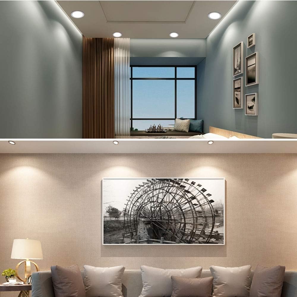 Spotlight，White Led Recessed Downlight Aluminum High Brightness Ceiling Lights Anti-Glare Embedded Integrated Spotlight for Commercial Home Illumination Outdoor Lights/Natural Light/18W