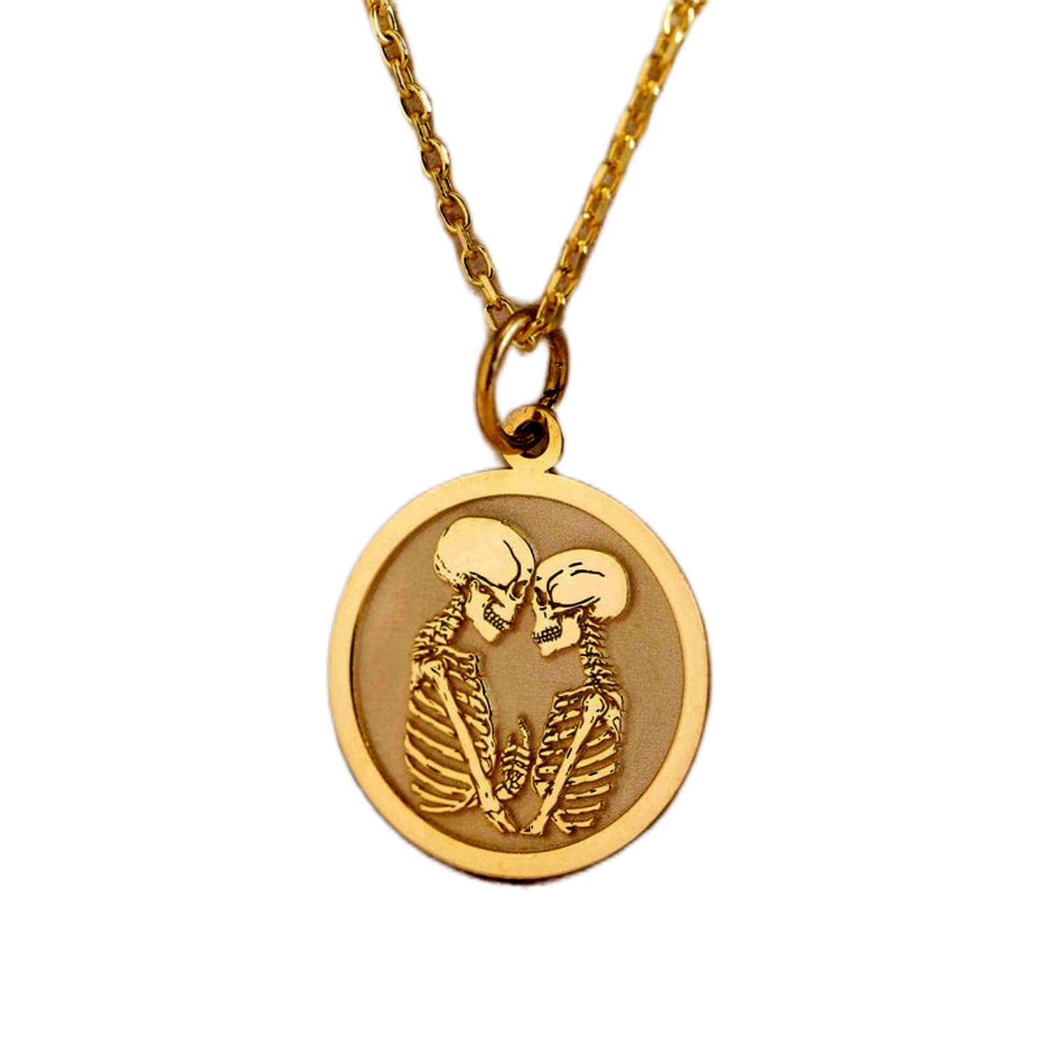 Collier pendentif pièce gravée argent plaqué or chaîne 45,7 cm - 5