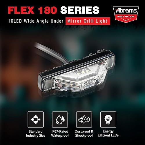 Miniatura 2 de Abrams Flex 180 - Cabezal de luz LED ámbarrojo de montaje en superficie 64 W - 16 LED Clase SAE 1 Gran angular debajo del espejo LED de emergencia