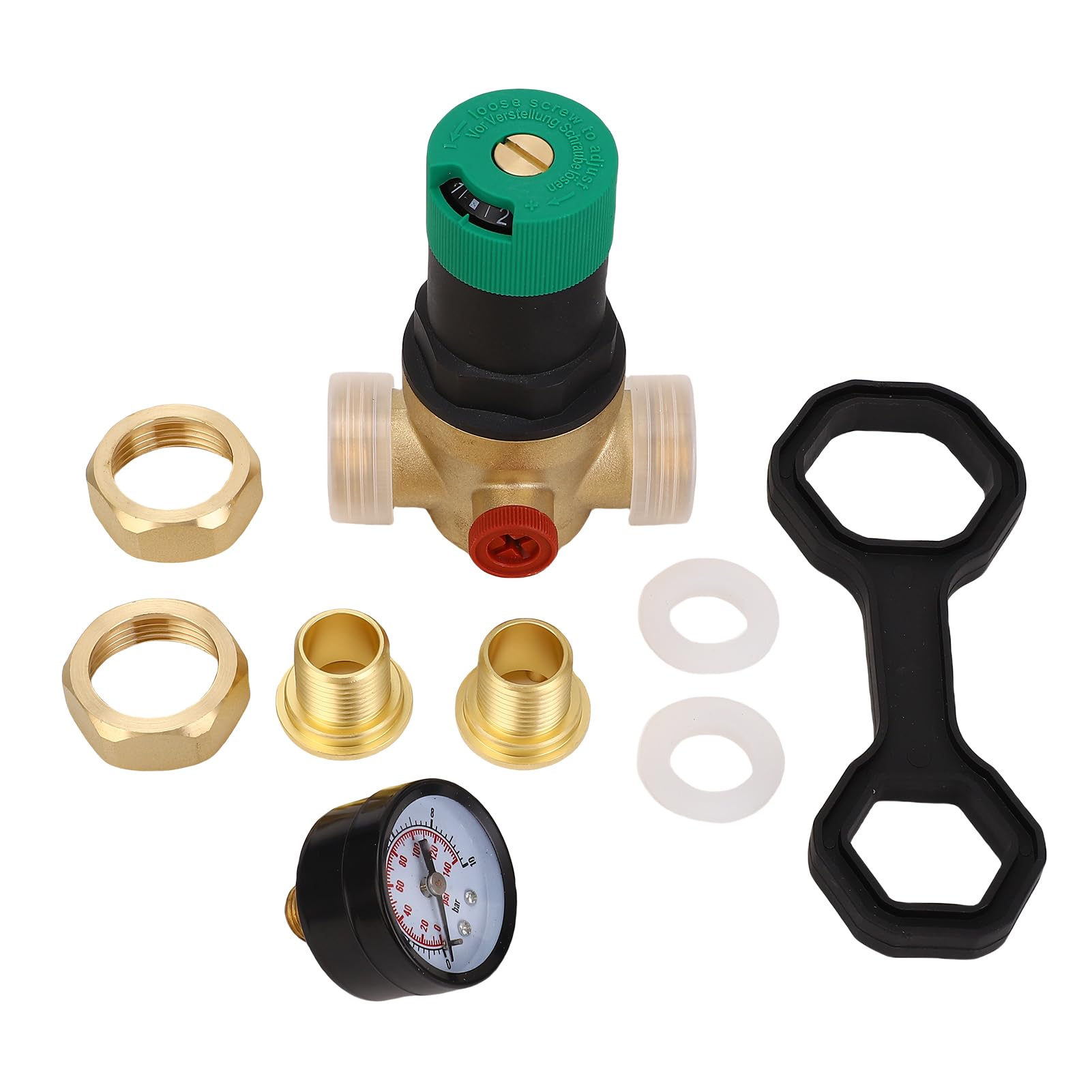 Regolatore di Pressione dell'acqua in Ottone con Misuratore di Pressione 0-60Mpa | Riduttore di dell'acqua Regolabile per Purificatore, Riscaldatore e Rubinetto | 3/4 Pollici (3/4 pollici