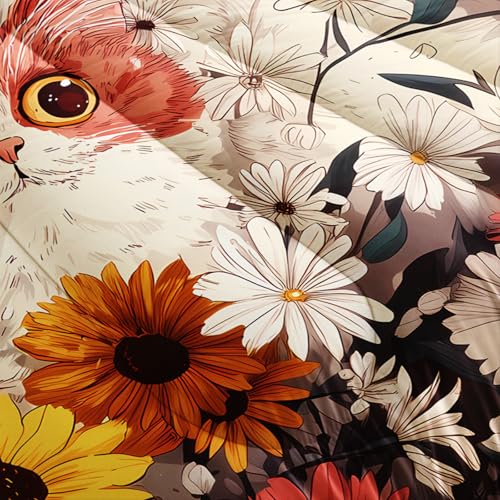 Image of AILONEN Kawaii Cat Bedding Sets for Girls,Floral Cute Kitten Comforter Set Twin Size,Pet Animal Duvet Set,3 Pieces,1 Quilt and 2 Pillowcases,Microfibre