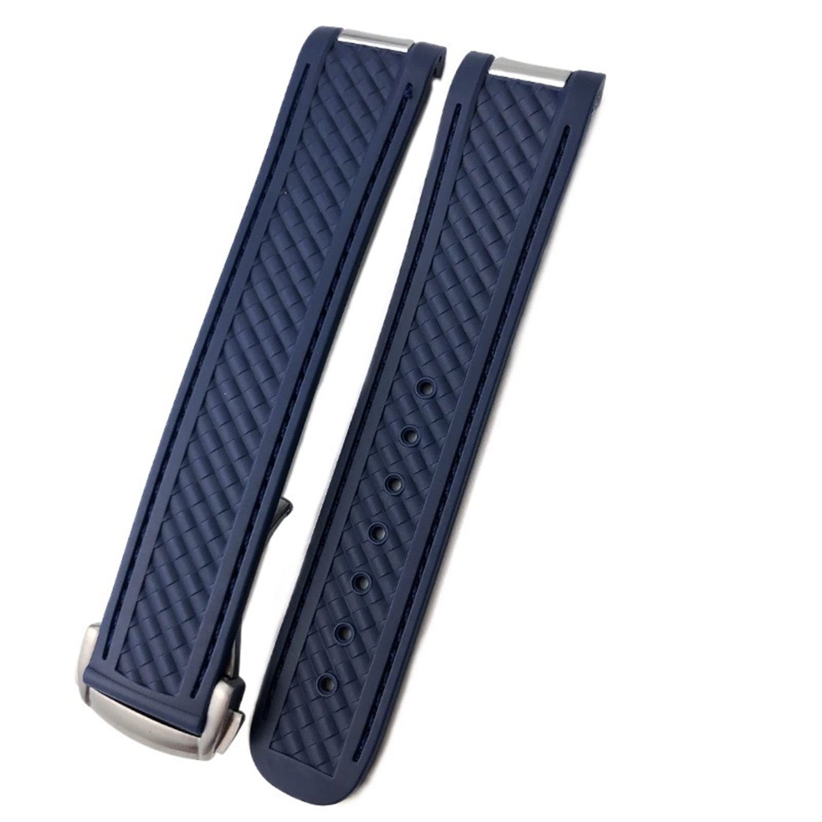 Watch Band for Omega SEAMASTER 300 AT150 DE Ville SPEEDMASTER Soft Silicone Rubber Watch Strap Watch Accessories Watch Bracelet (Color : Blue, Size : Gold Buckle)