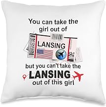 Flight Ticket Lansing - Girl from Lansing Boarding Pass Throw Pillow