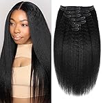 Seamless Clip In Hair Extensions Human Hair Invisible Pu Skin Weft Kinky Straight Seamless Clip Ins For Black Women Real Human Hair Extensions 8pcs With 18clips Per Set 120g (12inch,Natural Black)