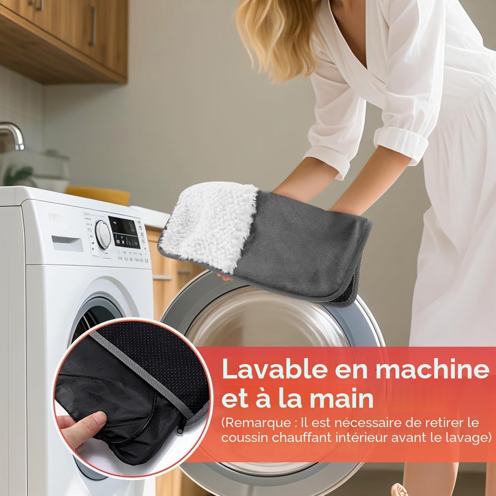 Chauffe-Pieds Electrique Confortable avec Doublure en Peluche Thermostat Chauffe Pieds Electrique Chauffant Rapide pour les Pieds,le Dos et Tout le Corps pour Femmes Hommes(Gris)