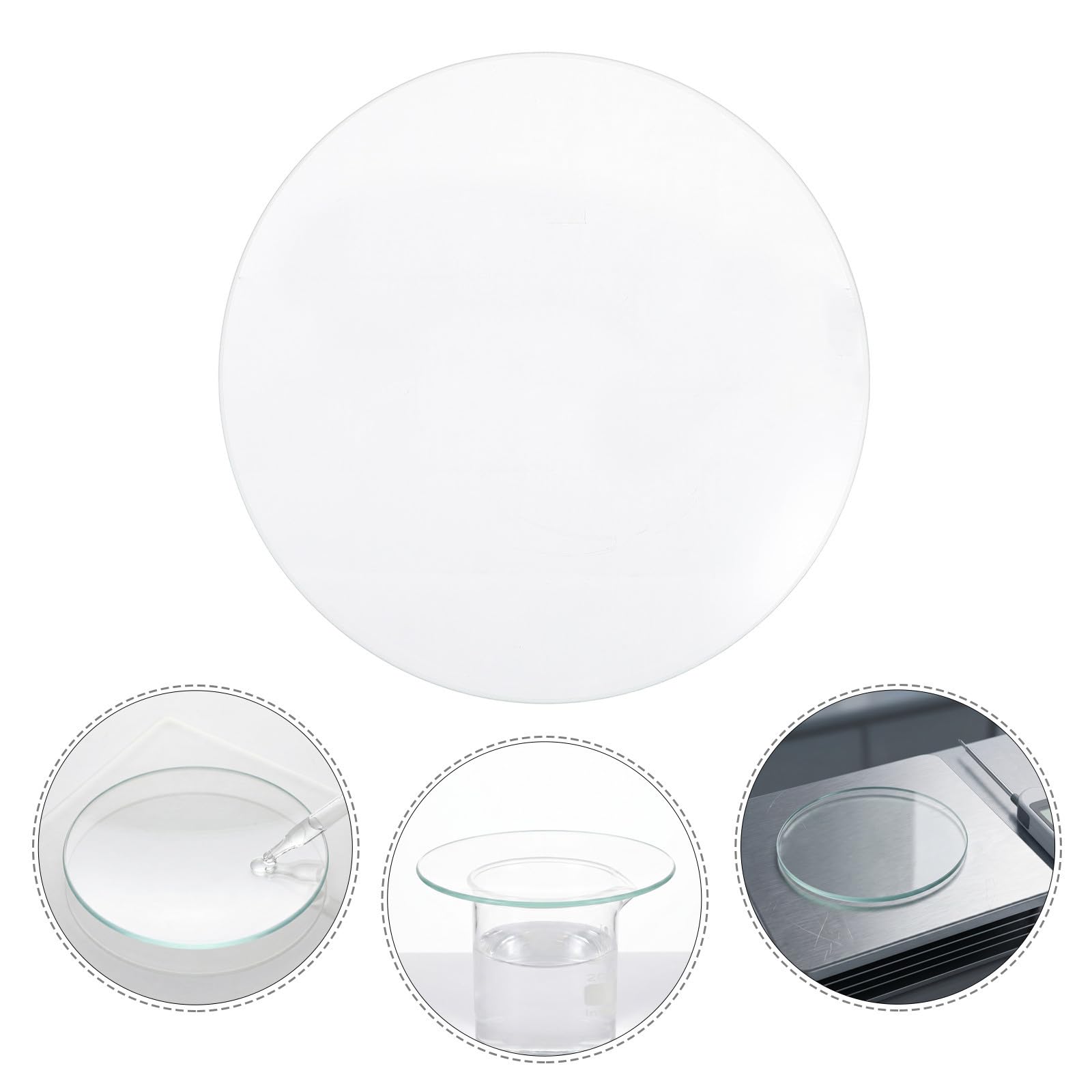 SHINEOFI 10 Unidades Vidrio de Laboratorio para Uso Científico con Vaso de Precipitados Redondo y Placa de Vidrio para Observación Precisa Laboratorio