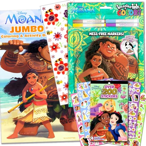 Disney Moana Coloring and Activity Books Bundle with Imagine Ink Coloring Book, Stickers, and More