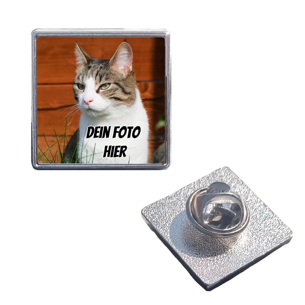 2Burned Personalisierte Foto Anstecknadel 1x Brosche Quadrat Hochzeit Beerdigung Geburtstagsfeier (Quadrat)