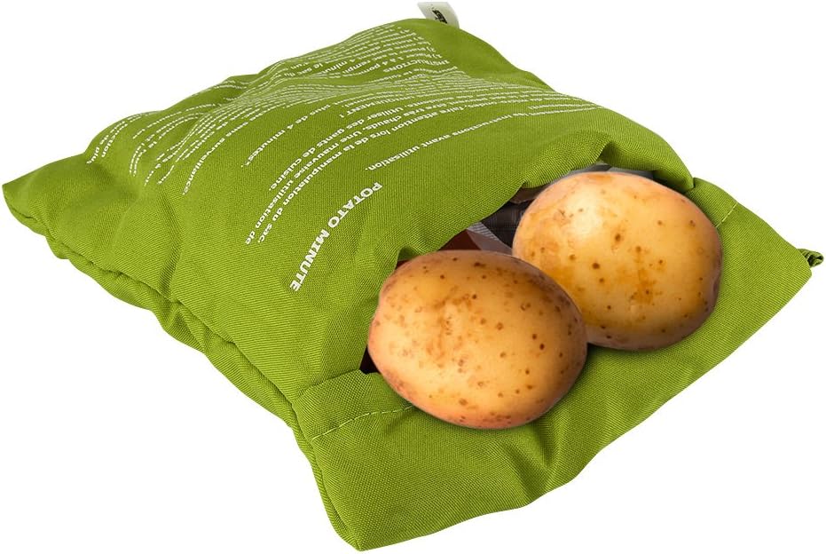 Microwave Potato Bag Baked Potato Microwave Baking Bag Washable Reusable Potato Cooker Pouch Fast in 4 Minutes (2 Pack, Green)