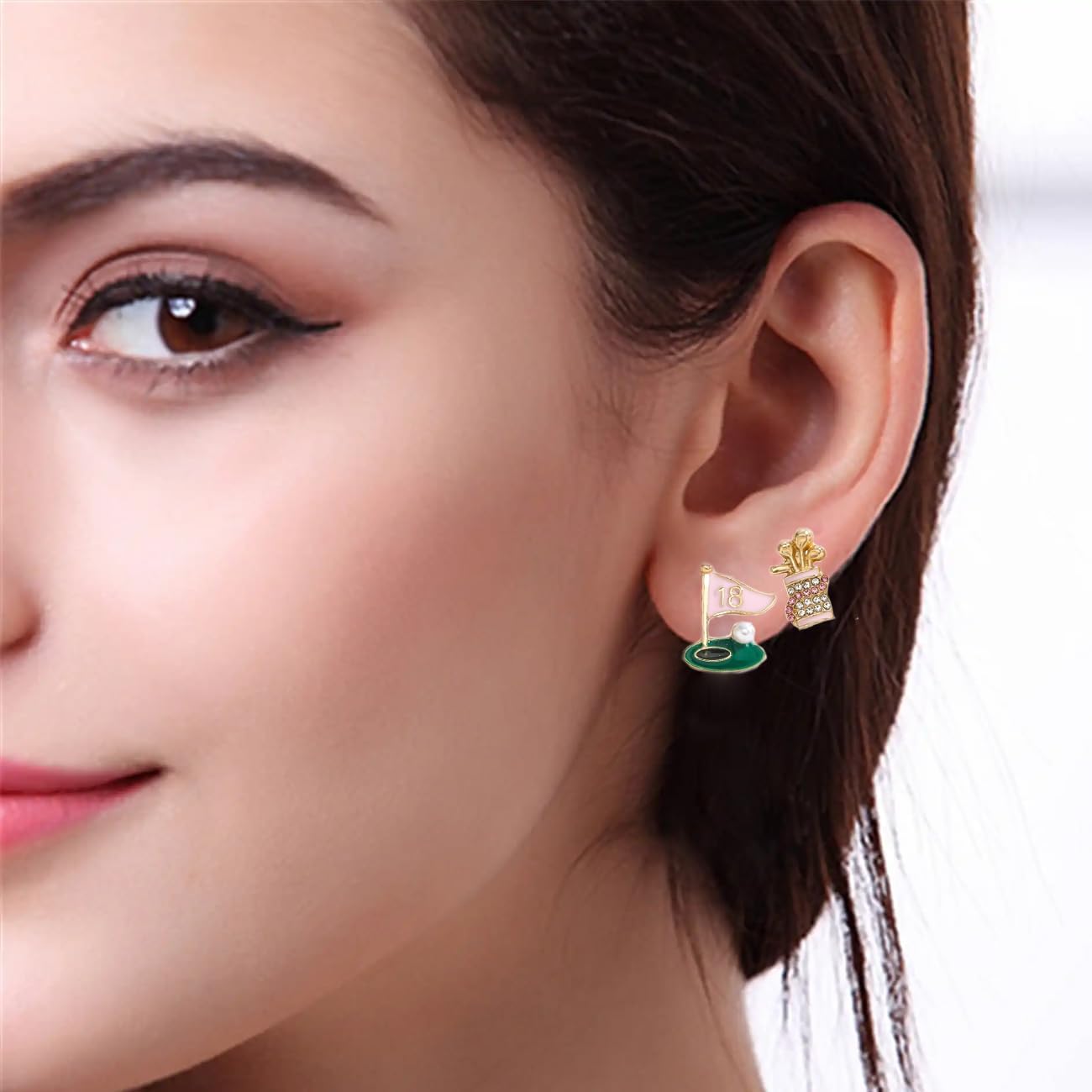 2 Pairs of Golf Earrings Set for Women, Fashion Sports Studs Stackable Jewelry Set, Golf Earrings Game Day Accessories Golf Jewelry Gifts - Image 5