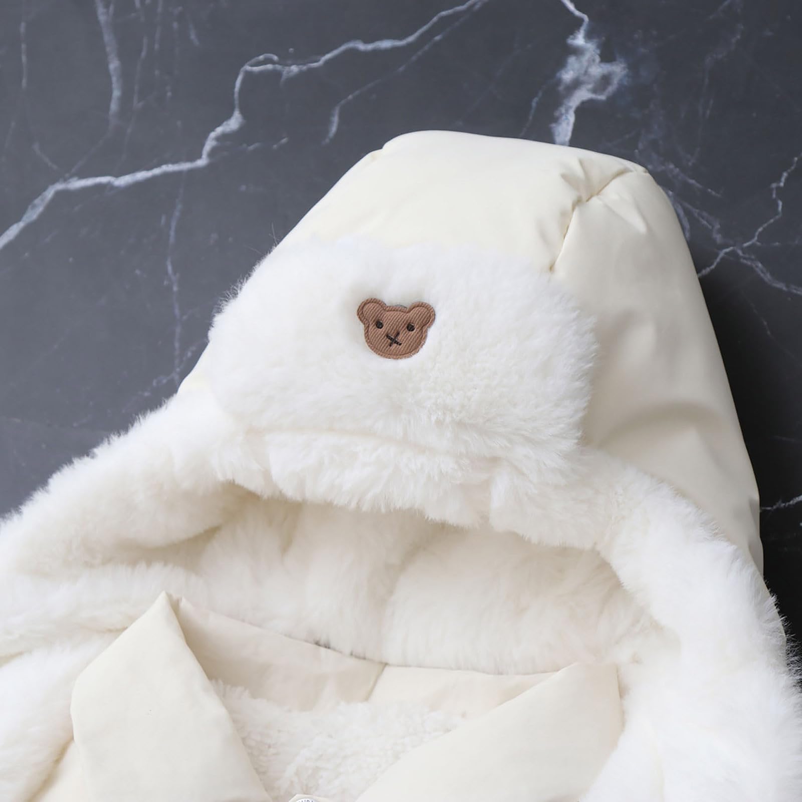Combi Pilote Bebe Garcon Enfant Hiver De Neige Manches Longues Veste Jumpsuit Col De Fourrure avec Gants Coupe-Vent Nouveau-Né 0-12 Mois Manteau Ensemble