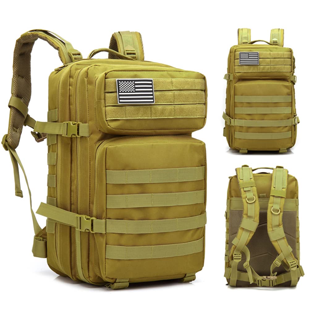 Zaino Tattico, 45L Zaino Militare Molle per Trekking all'Aperto, Campeggio, Caccia e Viaggi per Uomini e Donne (Verde Militare)