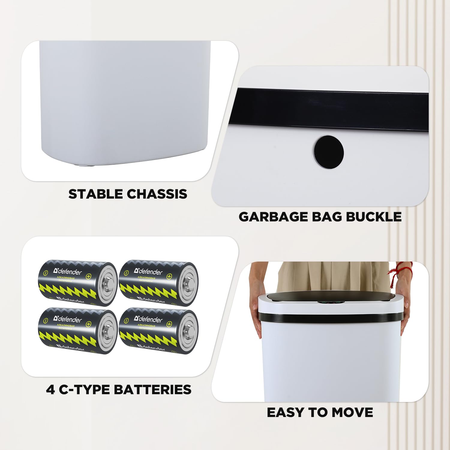 BestOffice Poubelle De Cuisine De 50 L, Corbeille Avec