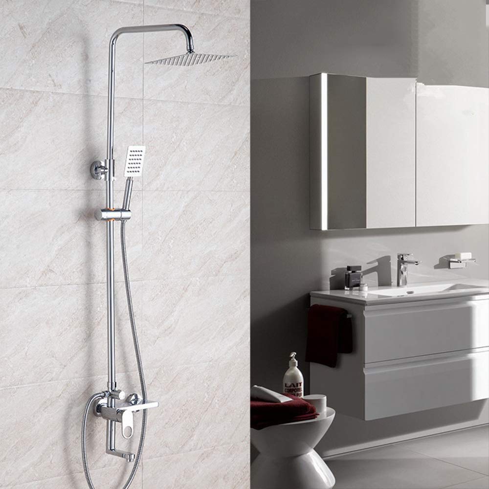 OZBMA shower set square copper concealed stainless steel top spray belt under the water head faucet supply bathroom
