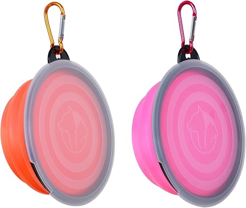 Miniatura 8 de Tazón plegable para perro, paquete de 2 cuencos de viaje portátiles y plegables para mascotas, platos plegables para perros y gatos y animales