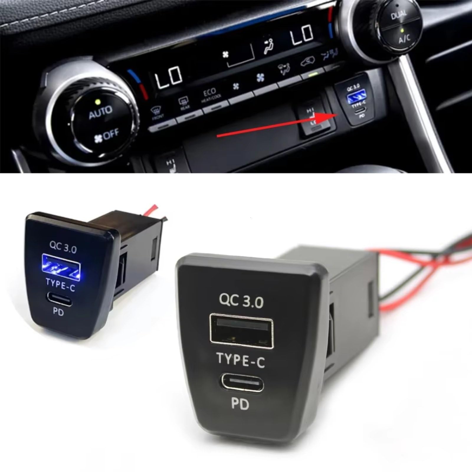 Prise USB De Console Compatible Avec Toyota Pour Rav4 2020-2023 Voiture Dual C PD Pour Chargeur QC3.0 12 V Bouton Adaptateur D'interface De Charge Rapide Interface USB AUX voiture
