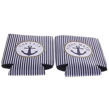 HEAVY DRIVER 1 Pair of Captain First Mate Beer Can Cooler Sleeve Holder Party Favor