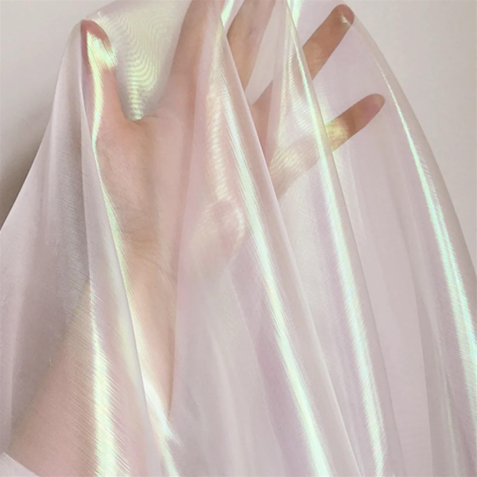 Tela de organza iridiscente con encaje y voile, Tela de organza arcoíris iridiscente, multicolor, varios tamaños(Purple,145CM x 10M)