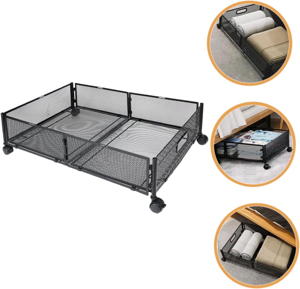 Foldable under Bed Storage Rack Space Saving Bed Storage Organizer Stainless Steel Style