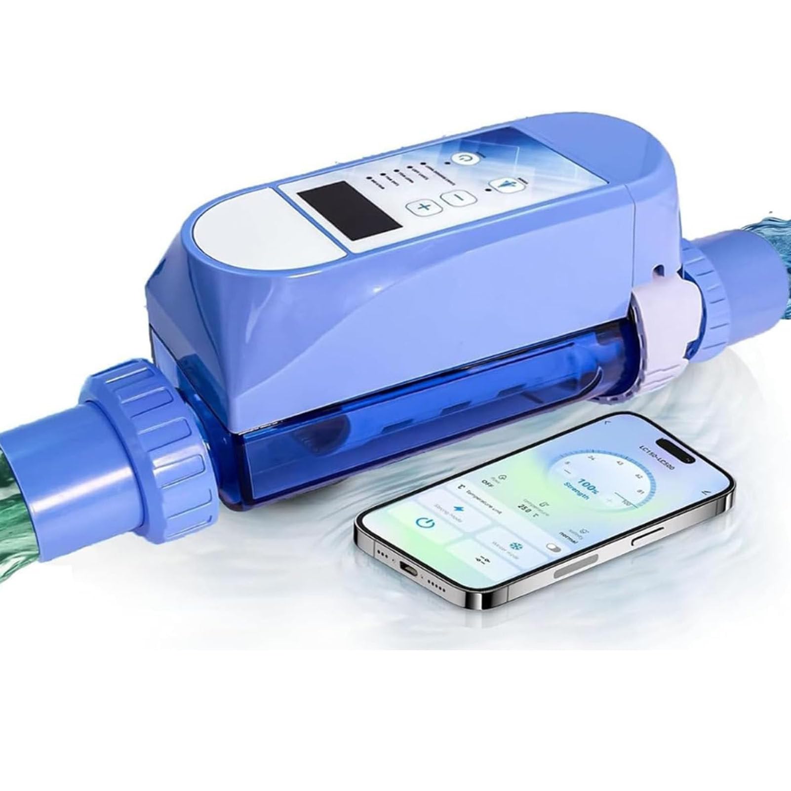 EUMTYDM Salt Pool Chlorinator System, Smart Chlorine Generator for Above Ground Pool, Built in WiFi App Remote Control Saltwater Swimming System 85M3/20g/h (size_name 68M3/16g/h)